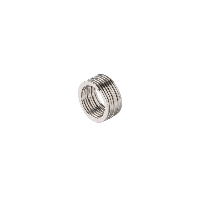 Sortija Cristina plata 925 baño rodio anillo escultórico - QDM joyería artesanal